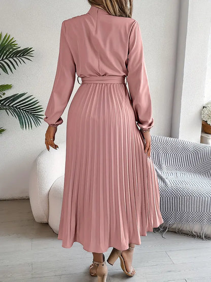 Presley | Women’s Pleated Belted Midi Dress