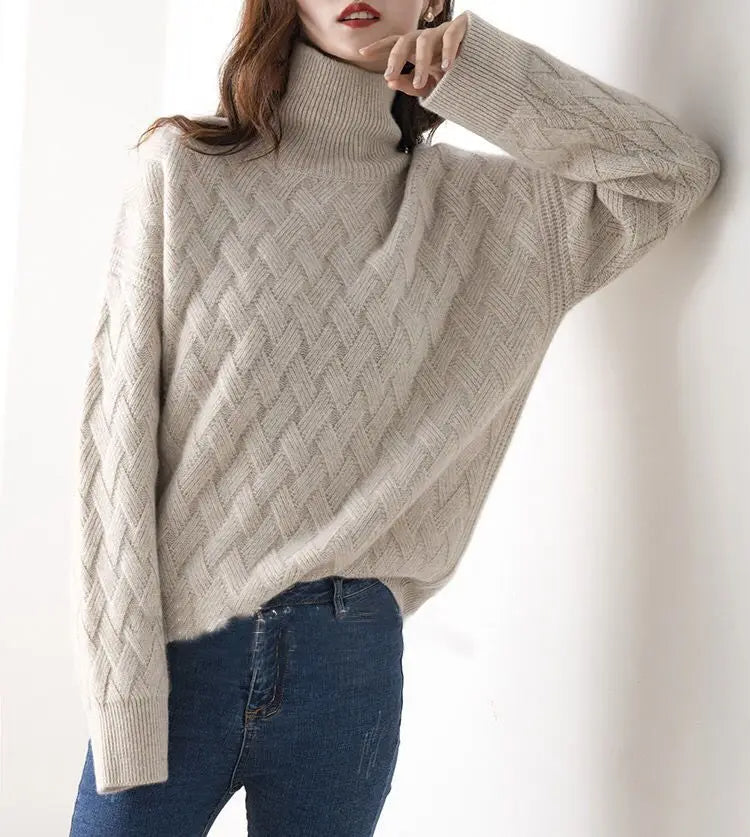 Wynera | Women’s High-Stretch Chevron Wool Sweater