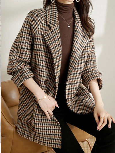 Ingrid | Vintage Houndstooth Wool Blend Blazer