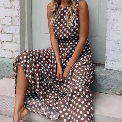 Mabel | Women’s Polka Dot Sleeveless Maxi Dress