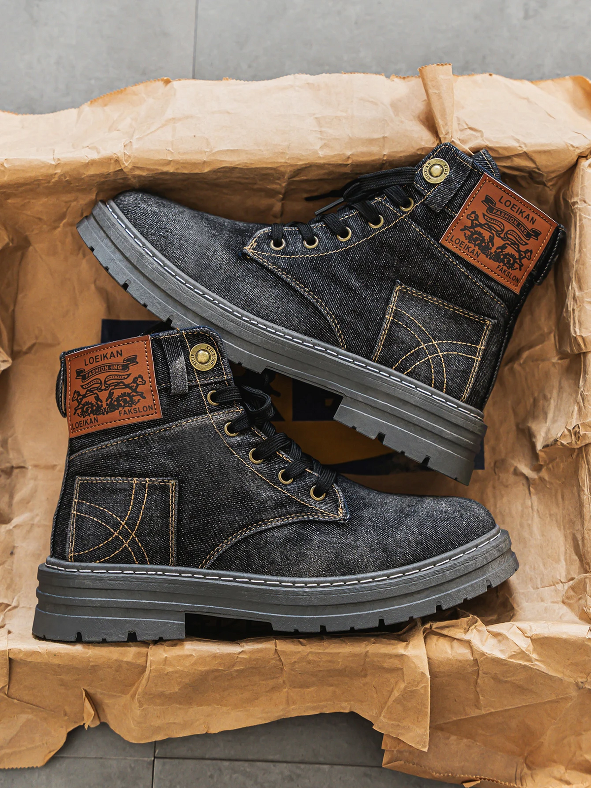 Weylan | Men’s Washed Denim High-Cut Boots