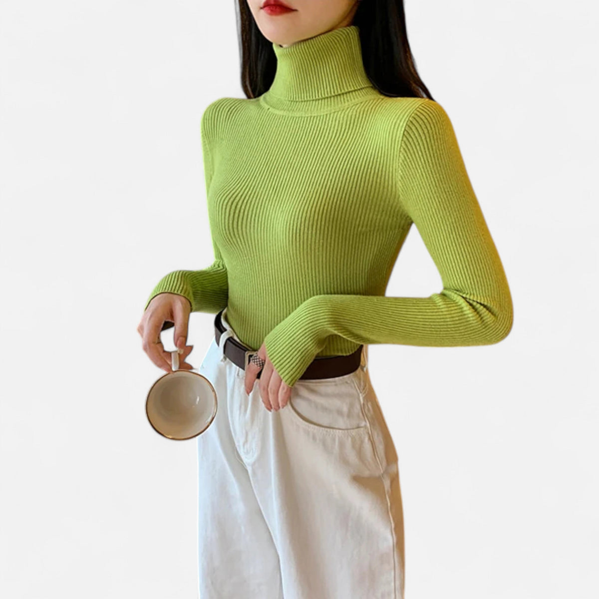 Jovetta | Women’s Ribbed Fold-Over Turtleneck Sweater